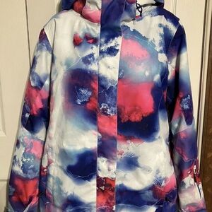 SMN Smaining Women's Vibrant Snowboard Ski Jacket with Blue and Pink Accents